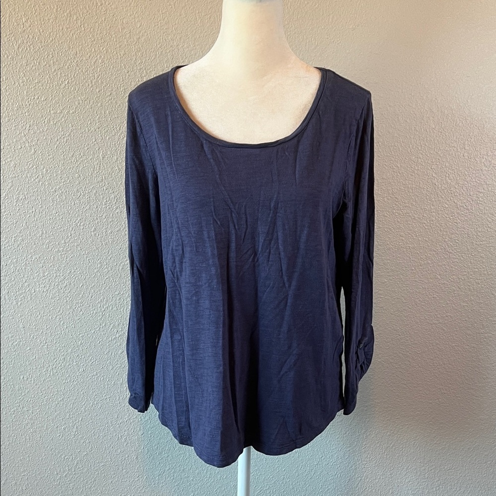 Chico's The Ultimate Tee Scoopneck Long Sleeve Shirt Size 2 (Equivalent to 12)